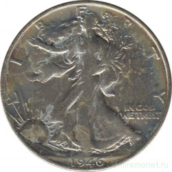 Монета. США. 50 центов 1946 год. Шагающая свобода. Монетный двор - Сан-Франциско (S).