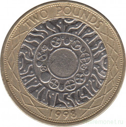 Монета. Великобритания. 2 фунта 1998 год.