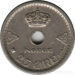 Монета. Норвегия. 25 эре 1949 год.