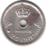 Монета. Норвегия. 25 эре 1949 год.