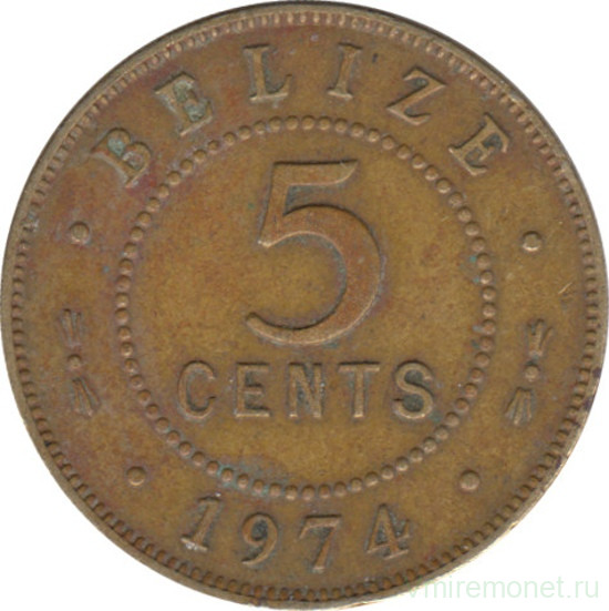 Монета. Белиз. 5 центов 1974 год.