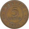 Монета. Белиз. 5 центов 1974 год. ав.