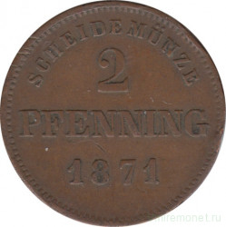 Монета. Германия. Бавария. 2 пфеннига 1871 год.