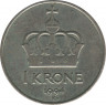 Монета. Норвегия. 1 крона 1994 год. ав.