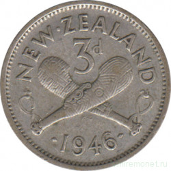Монета. Новая Зеландия. 3 пенса 1946 год.