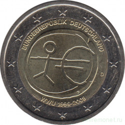 Монета. Германия. 2 евро 2009 год. 10 лет экономическому и валютному союзу. (D).