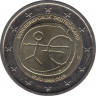 Монета. Германия. 2 евро 2009 год. 10 лет экономическому и валютному союзу. (D). ав.