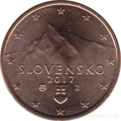 Монета. Словакия. 2 цента 2017 год.