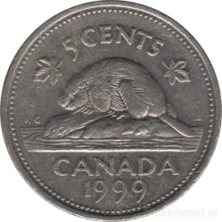 Монета. Канада. 5 центов 1999 год.