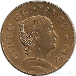 Монета. Мексика. 5 сентаво 1972 год.