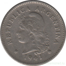 Монета. Аргентина. 10 сентаво 1941 год.