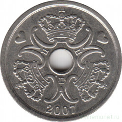 Монета. Дания. 2 кроны 2007 год.