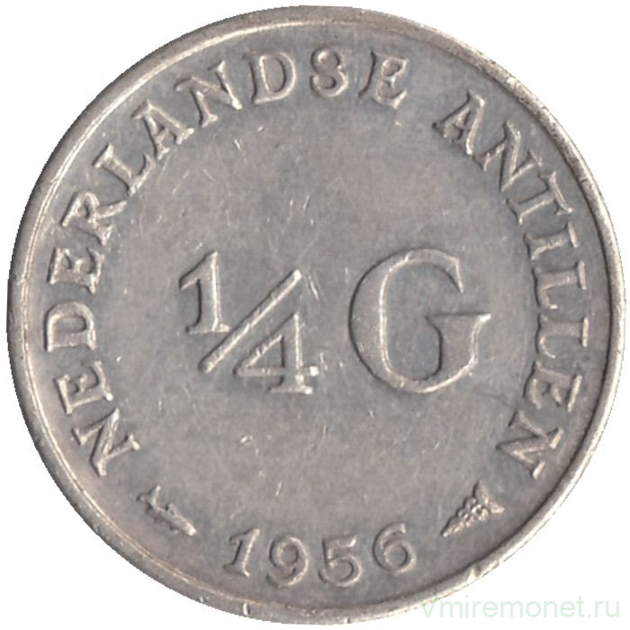Монета. Нидерландские Антильские острова. 1/4 гульдена 1956 год. 