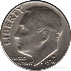 Монета. США. 10 центов 1974 год. Монетный двор D. 