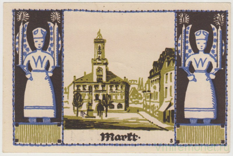 Бона. Нотгельд. Германия. Город Шнееберг. 50 пфеннигов 1921 год. Вариант 1190.1.а.1.