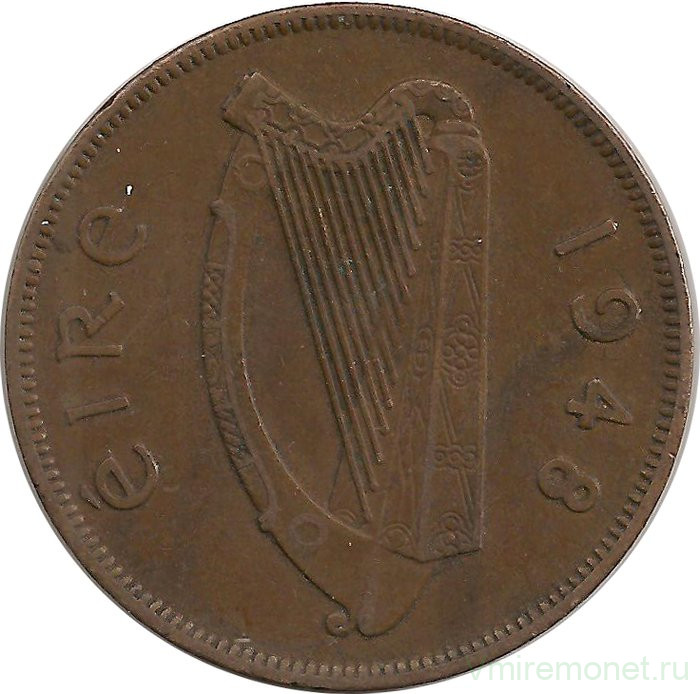 Монета. Ирландия. 1 пенни 1948 год.