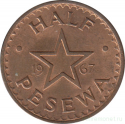Монета. Гана. 1/2 песевы 1967 год.