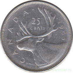 Монета. Канада. 25 центов 1965 год.