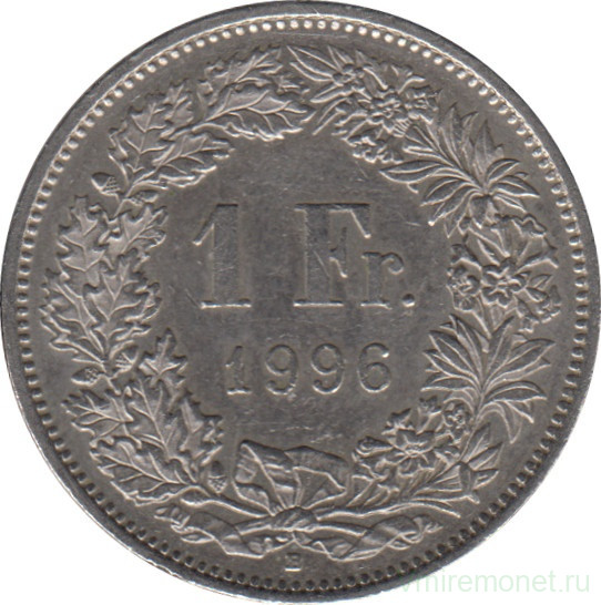 Монета. Швейцария. 1 франк 1996 год.