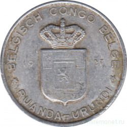 Монета. Бельгийское Конго (Руанда-Урунди). 1 франк 1957 год.
