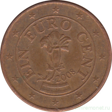 Монета. Австрия. 1 цент 2008 год.