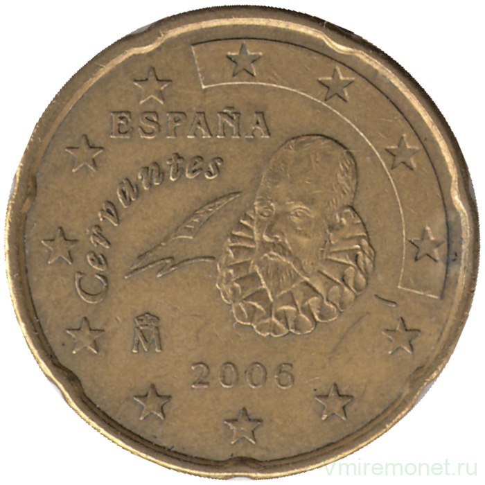 Монета. Испания. 20 центов 2006 год.