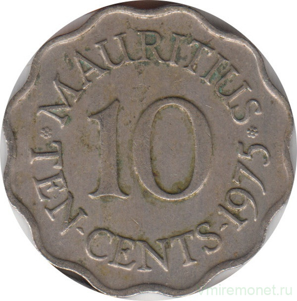 Монета. Маврикий. 10 центов 1975 год.