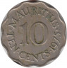 Монета. Маврикий. 10 центов 1975 год. ав.