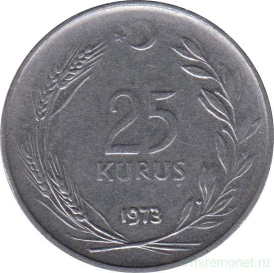 Монета. Турция. 25 курушей 1973 год.