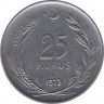  Монета. Турция. 25 курушей 1973 год. ав.
