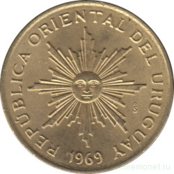 Монета. Уругвай. 1 песо 1969 год.