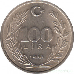 Монета. Турция. 100 лир 1988 год. Старый тип.
