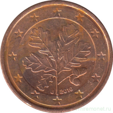 Монета. Германия. 1 цент 2016 год. (J).