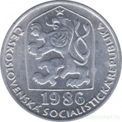 Монета. Чехословакия. 10 геллеров 1986 год.