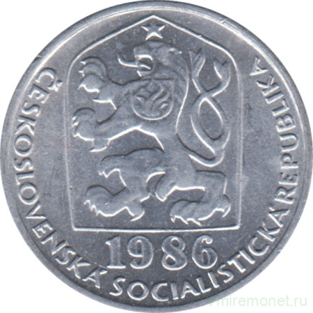 Монета. Чехословакия. 10 геллеров 1986 год.