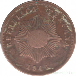 Монета. Перу. 2 сентаво 1945 год.