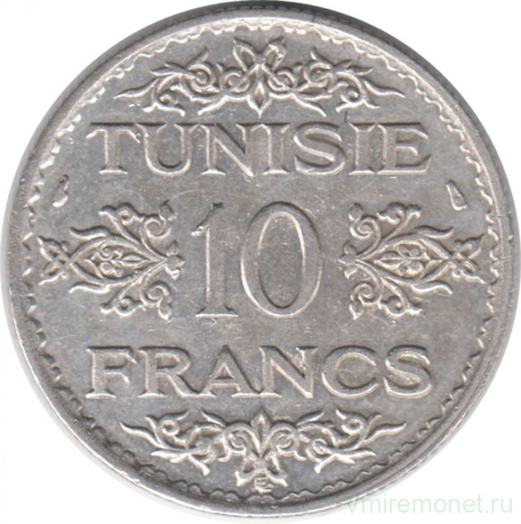 Монета. Тунис. 10 франков 1934 год.