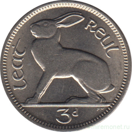 Монета. Ирландия. 3 пенса 1968 год. 