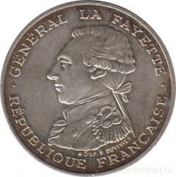 Монета. Франция. 100 франков 1987 год. 230 лет со дня рождения Жильбера Ла Файета.