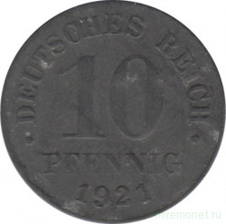 Монета. Германия (Германская империя 1871-1922). 10 пфеннигов 1921 год. Немагнитная.