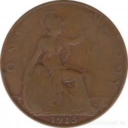 Монета. Великобритания. 1 пенни 1915 год.