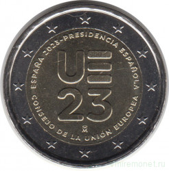 Монета. Испания. 2 евро 2023 год. Председательство Испании в совете ЕС.