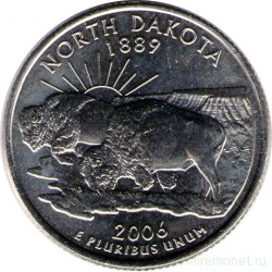 Монета. США. 25 центов 2006 год. Штат № 39 Северная Дакота. Монетный двор D.