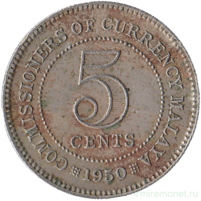 Монета. Малайя (Малайзия). 5 центов 1950 год.