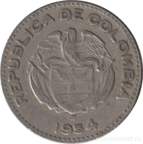 Монета. Колумбия. 10 сентаво 1954 год.