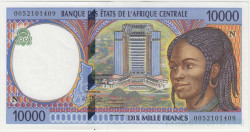 Банкнота. Экономическое сообщество стран Центральной Африки (ВЕАС). Экваториальная Гвинея. 10000 франков 2000 год. (N). Тип 505Nf.