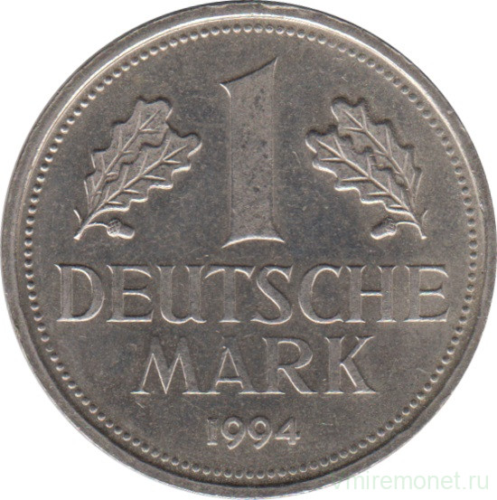 Монета. ФРГ. 1 марка 1994 год. Монетный двор - Гамбург (J).