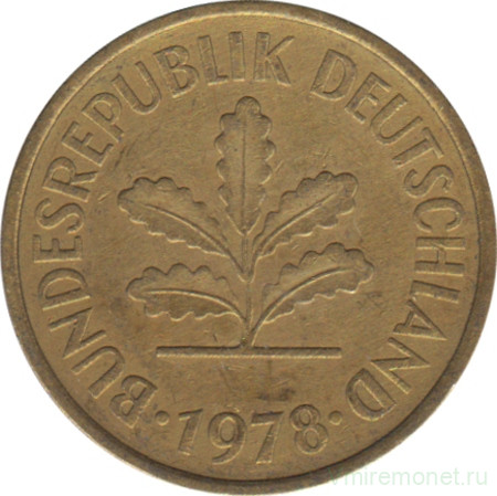Монета. ФРГ. 5 пфеннигов 1978 год. Монетный двор - Мюнхен (D).
