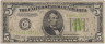 Банкнота. США. 5 долларов 1934 год. G. Тип 429Dа. ав.