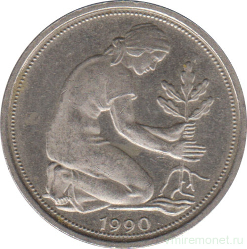 Монета. ФРГ. 50 пфеннигов 1990 год. Монетный двор - Берлин (А).